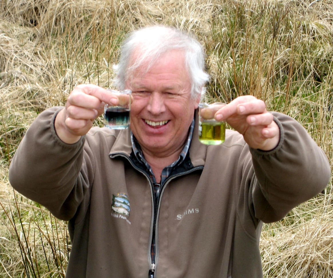 Dr Stephen Marsh-Smith OBE testing the pH of an upper Wye stream