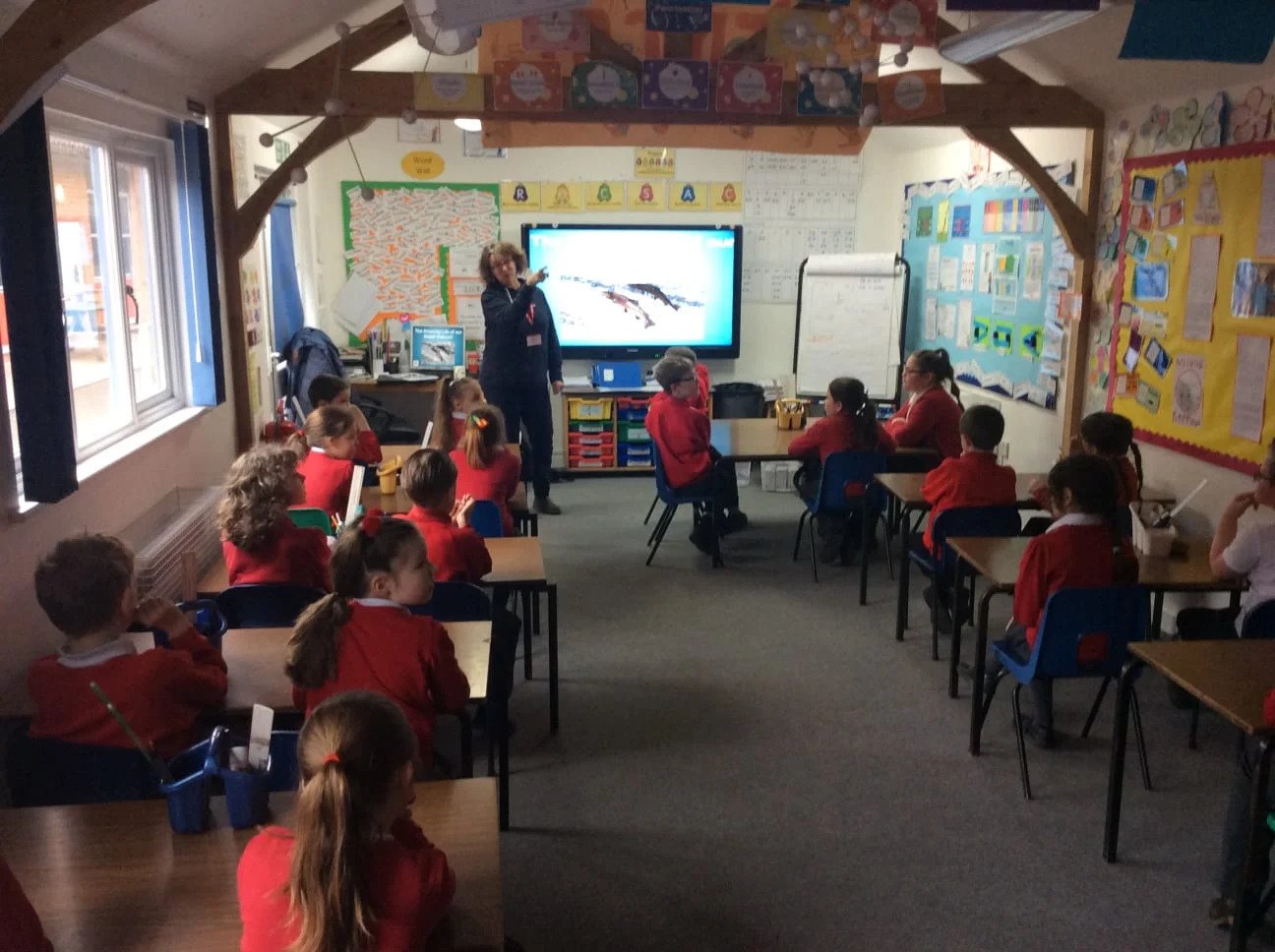 Colette Mooney, WUFs Head of Education, teaching primary school children about salmon and their struggle to survive in our rivers and streams.