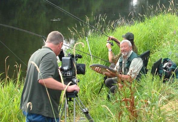John Wilson being filmed for a TV show on the middle Wye in 2006